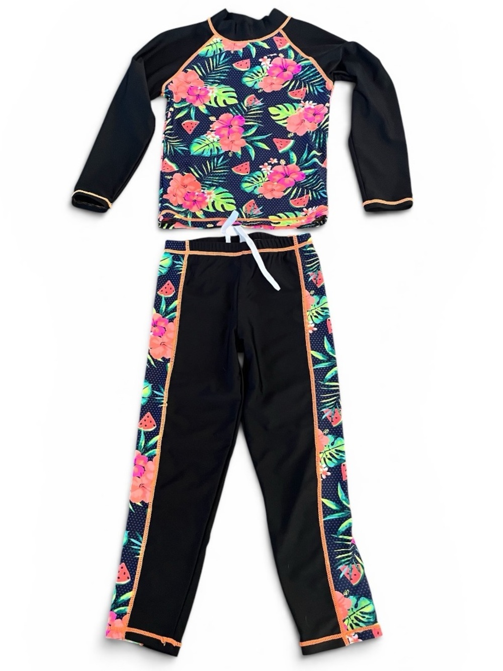 BAOHULU Girls Two-Piece Long Sleeve Rash Guard Swimsuit Set Size 8 (8 ANS)